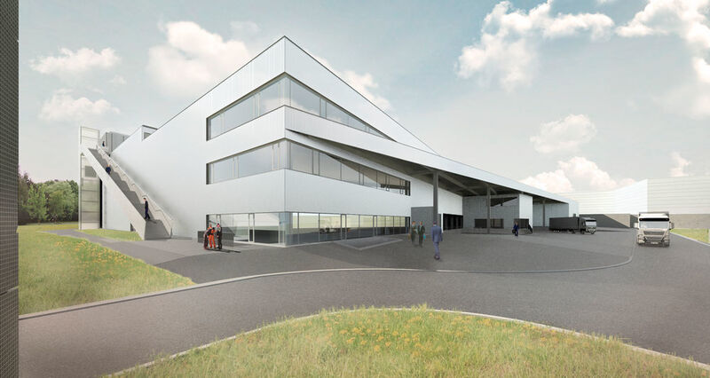 Das neue Logistikzentrum von Trumpf soll 13.000 m² groß und 18 m hoch werden. (Bild: Trumpf)