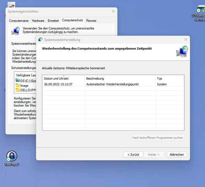 Wiederherstellen eines Systemwiederherstellungspunktes in Windows 11. (Bild: Joos (Screenshot))