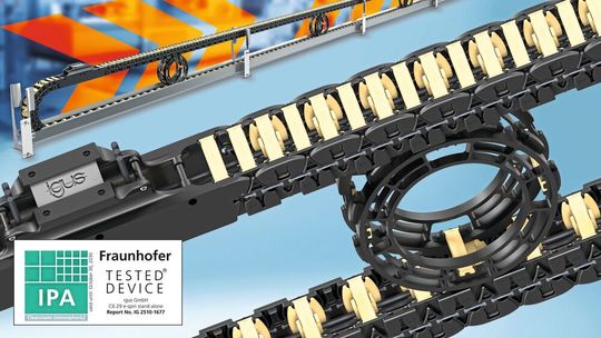 Die C6-Energiekette mit e‑spin Obertrumführungsrad (Bild:  Igus)