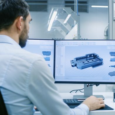 Schutz durch ISO 27001: Technische Zeichnungen und CAD-Daten enthalten sensibles Entwicklungswissen, das bei Facturee durch ein zertifiziertes Informationssicherheits-Managementsystem geschützt wird. (Bild: © Shuttertsock_782843011)