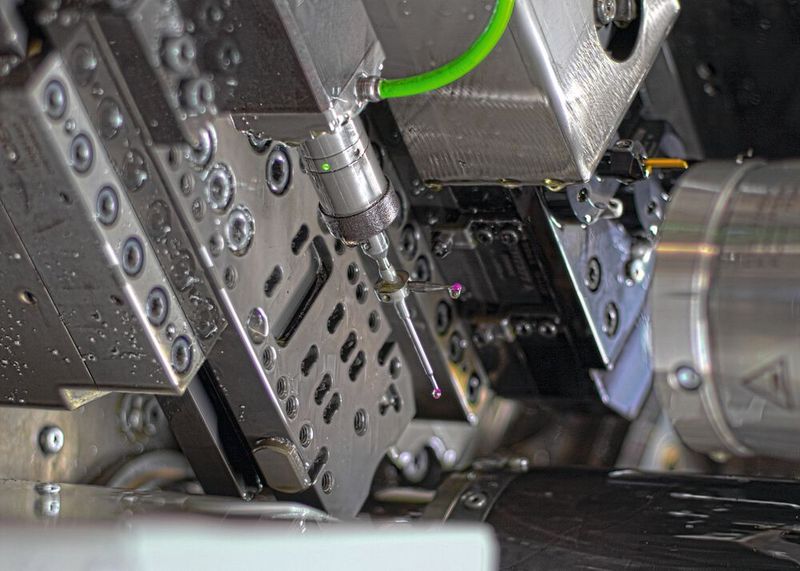 Messtaster von Blum werden bei Magnet-Schultz in einem vollautomatisierten Achtspindel-Drehautomat unter rauesten Bedingungen eingesetzt.(Bild:  Blum-Novotest)