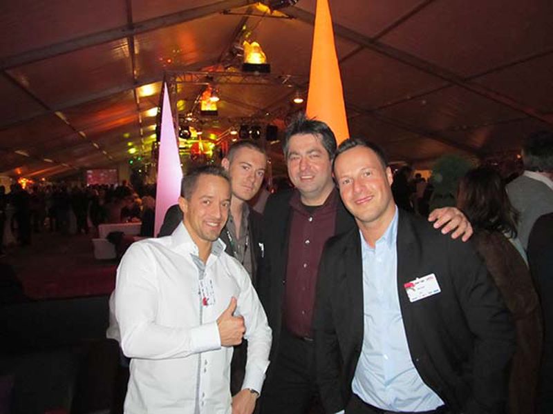 (v.l.) Sascha Bosen und Max Muth (AMD), Thorsten Doege (NVidia) und Christian Marré (ASRock) (Archiv: Vogel Business Media)