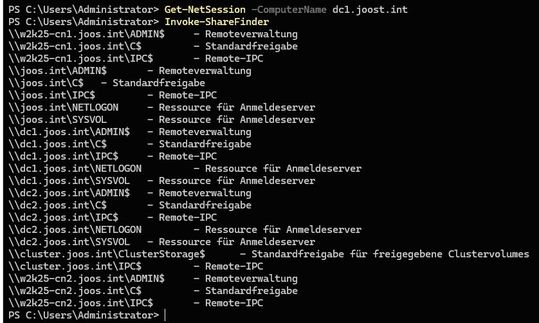 Neben Benutzerkonten und Gruppen kann PowerView auch Informationen zu Berechtigungen und Gruppenmitgliedschaften auslesen. (Bild:  Joos)