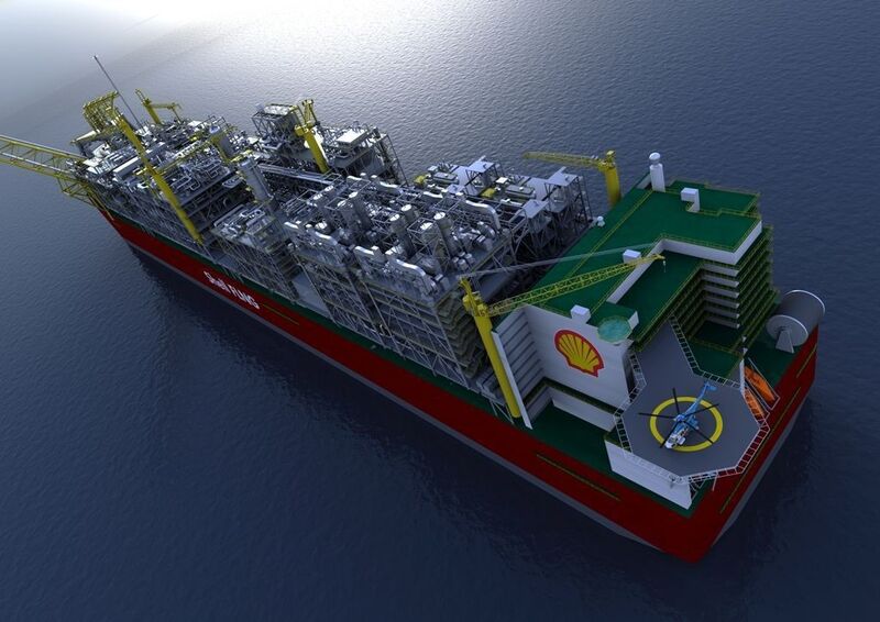 With a length of roughly 500 meters Shell's floating liquified natural gas facility FLNG will become the biggest ship in history. The FLNG will operate on a deep-sea offshore oilfild in the South Pacific. (Picture: Shell)