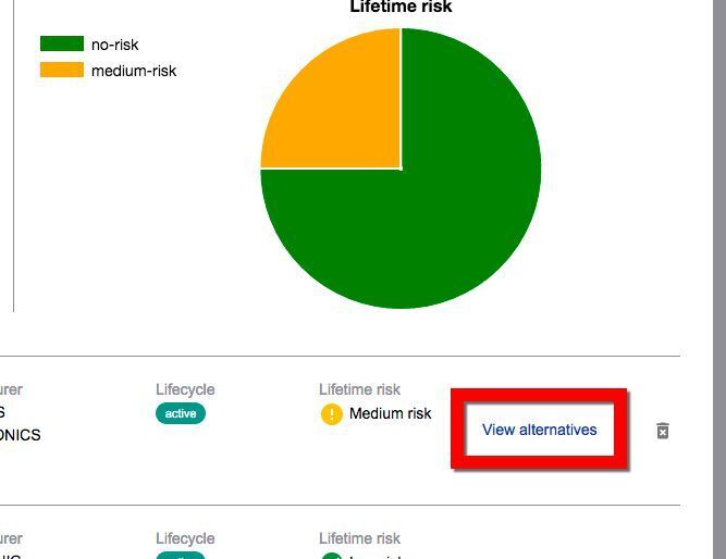 Designspark Obsolescence Manager: Lifetime-Risiko einer Komponente und Alternativprodukte (RS Components)