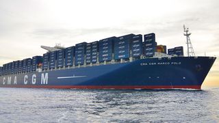 Eines der Flaggschiffe der drittgrößten Container-Reederei der Welt: die CMA CGM Marco Polo mit über 16.000 TEU. (Bild: CMA CGM)