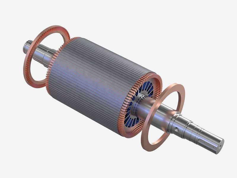 Lötprozesse am Windkraft-Generator: Der Induktor bedindet sich unterhalb des Kurzschlussrings und erhitzt ihn auf 680 bis 720 Grad Celsius. (Emag)