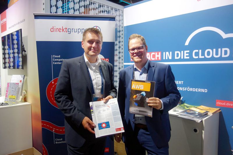 Den direkten Weg in die Cloud versprechen Adrian Wnek und Niels Henning Winkler (Direkt Gruppe) (v. l.). (Vogel IT-Medien)