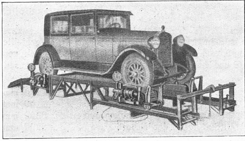 Historischer Kfz-Prüfstand: Ein historischer Prüfstand für Kfz-Prüfungen um ca. 1920. Mit dem Stichtag 1.12.1951 wurden die Untersuchungen von Kraftfahrzeugen in bestimmten Zeitabständen durch amtlich anerkannte Sachverständige Pflicht. Vorher erfolgten Sie auf freiwilliger Basis. (Bild: Tüv Süd)