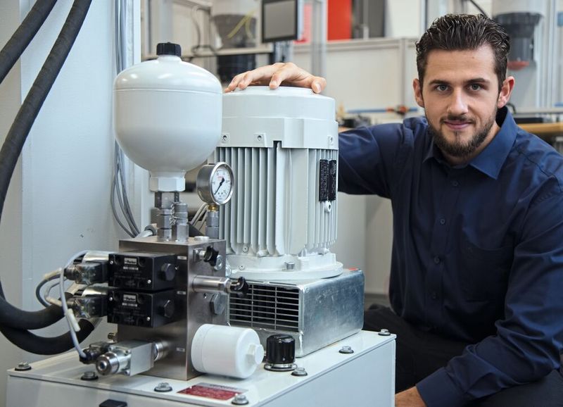 Steve Schaffner (Projektmanager bei GRIBI Hydraulics AG): «Für eine solche Anwendung sind unsere Hydrauliksysteme perfekt zugeschnitten. Wir bauen das Hydraulikaggregat wenn immer möglich mit hydraulischen Normkomponenten auf.» (Bild: Matthias Böhm)