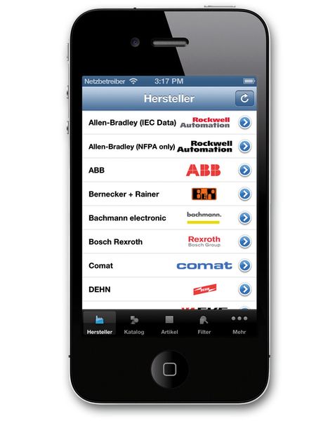 Mit der Eplan Data Portal App lassen sich mobil Bauteil- und Gerätedaten vieler Hersteller auswählen, ... (Bild: Eplan)