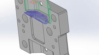 Werkstück mit Fräsbahnen für das Gleichlauffräsen, erzeugt mit Volumill. (Bild: Geovision)