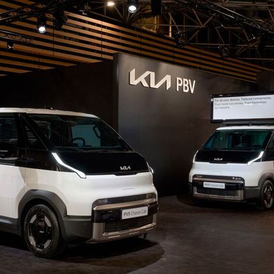 Auf der Solutrans in Lyon zeigt Kia zum ersten Mal den PV5 als Chassis Cab. (Bild: Kia)