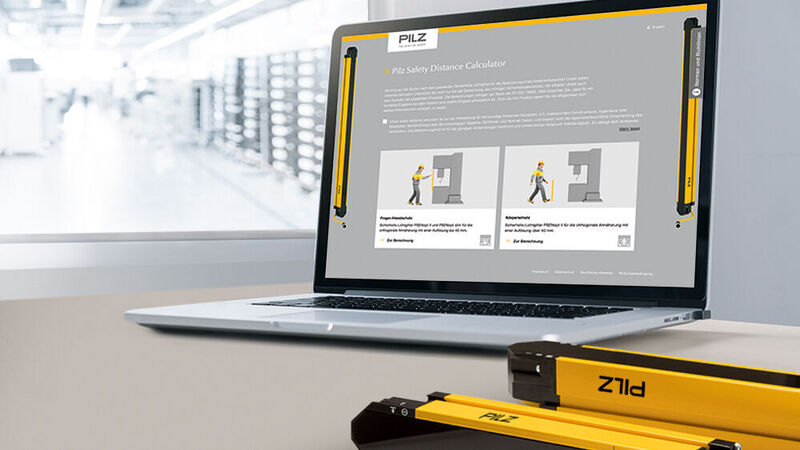 Das neue browserbasierte Softwaretool „Safety Distance Calculator“ von Pilz ermöglicht eine vereinfachte und schnelle Berechnung von Sicherheitsabständen für marktgängige Sicherheits-Lichtgitter. 