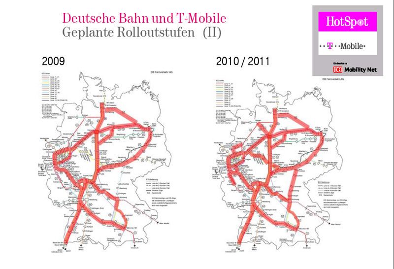 Abb. 6: 2010 oder spätestens 2011 soll es für Datensurfer auf dem gesamten ICE-Netz der Deutschen Bahn möglich sein, über Hotspots von T-Mobile ins Internet oder ins Firmennetz zu kommen. Quelle: T-Mobile (Archiv: Vogel Business Media)