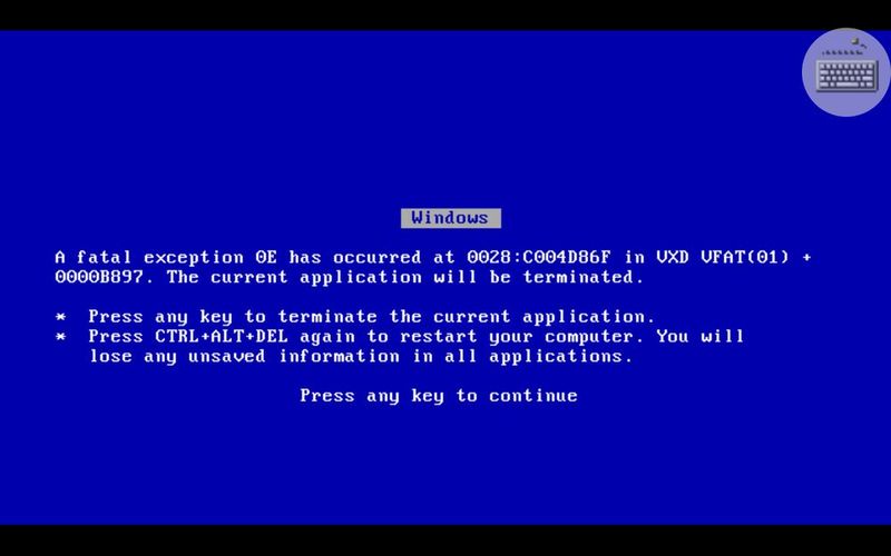 Der Bluescreen von Windows 98 wird Nutzern aus den 90ern noch bekannt vorkommen. (Bild: Windows 98 blue screen error / Noah A21 North Bay / CC BY / Wikimedia Commons)