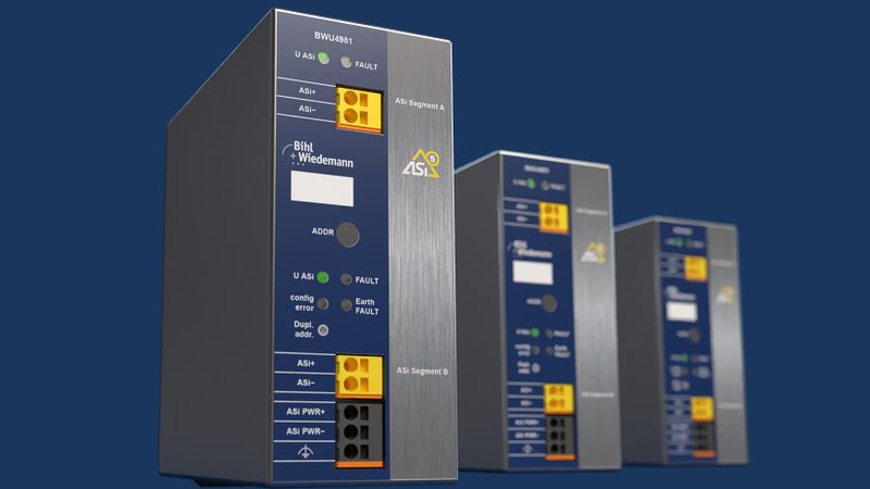 Mit dem ASi-5/ASi-3 Diagnoserepeater lässt sich die Leitungslänge eines ASi Netzwerks deutlich erweitern.(Bild:  Bihl+Wiedemann)
