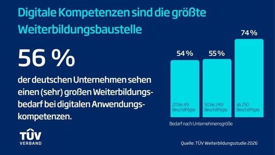 Viele Mitarbeiter haben Defizite bei den digitalen Grundkenntnissen und der Nutzung von Künstlicher Intelligenz.(Bild:  TÜV-Verband)