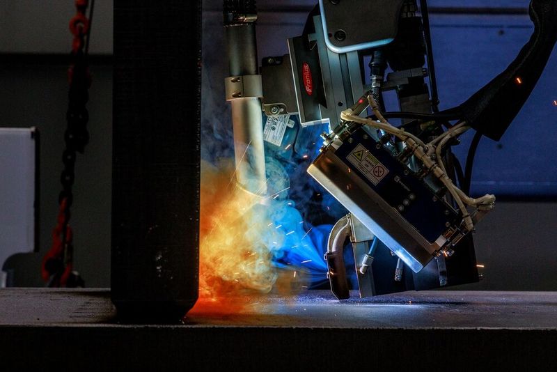 Blick auf den Wurzelschweißprozess in der Laserhybrid-Anlage bei Trumpf Maschinen Austria. (Bild: Fronius)