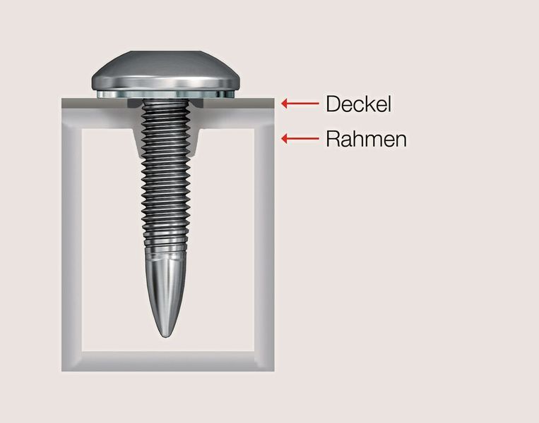 FDS-Schraube von Ejot mit Dichtscheibe: fließlochformende Verschraubung des Batteriekastendeckels mit dem Rahmen. (Bild: Ejot)