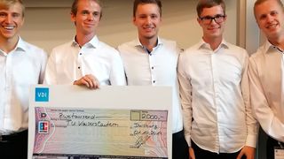 Das erfolgreiche Team (v.l.n.r.) der TU Kaiserslautern: Ferdinand Breit, Christian Weibel, Simon Eberweiser, Alexander Reihle und Johannes Stüber. (Christian Breitkreuz)