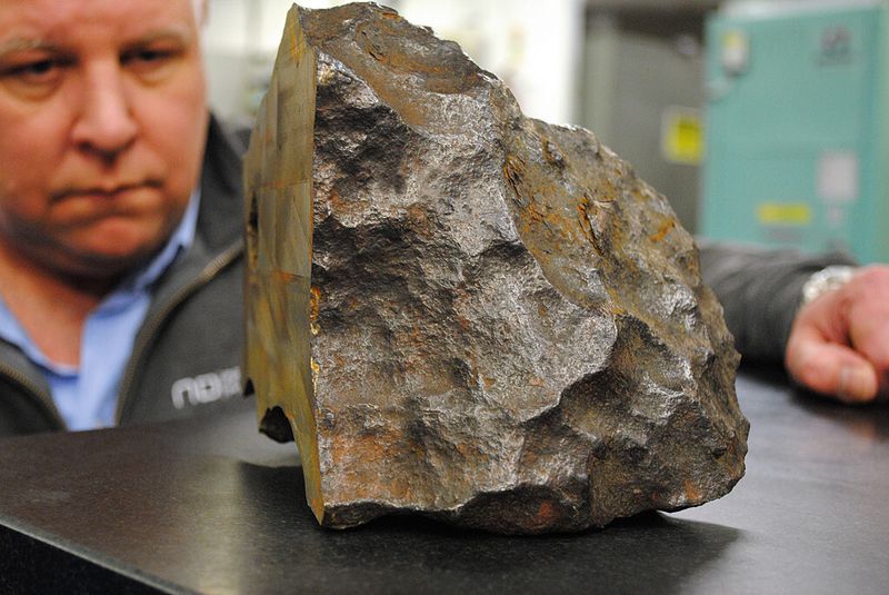 The beauty of the meteorite is much further down than skin deep, so EDM technology was needed to cut the space rock. (Source: GF Machining)