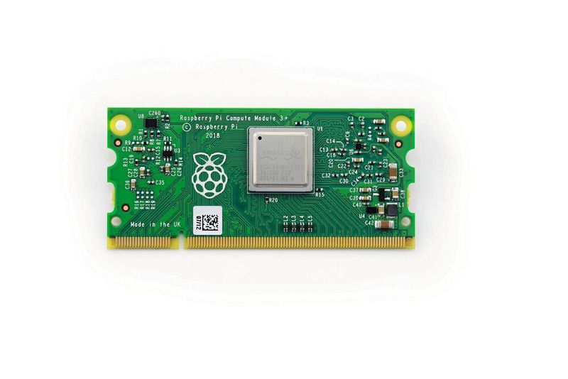 Raspberry Pi Compute Module 3+: Vorderseite mit SoC BCM2837B0. (Bild: Farnell)