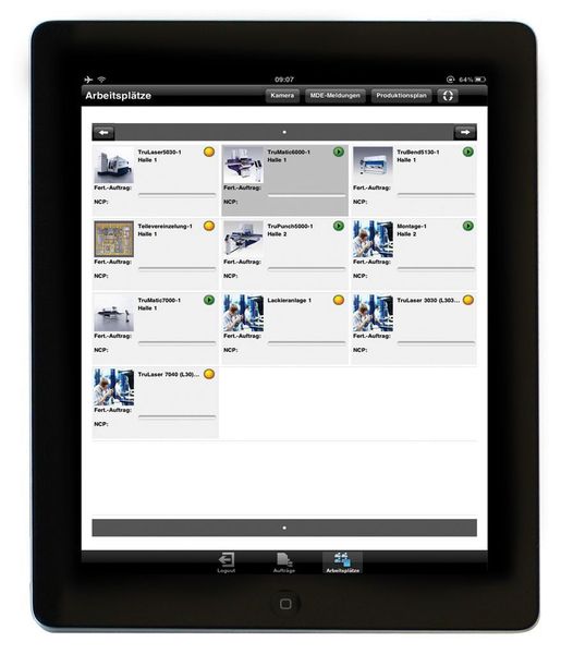 Über eine neue App für I-Pads lässt sich das System sogar von unterwegs steuern und überwachen. Bild: Trumpf GmbH + Co. KG (Archiv: Vogel Business Media)