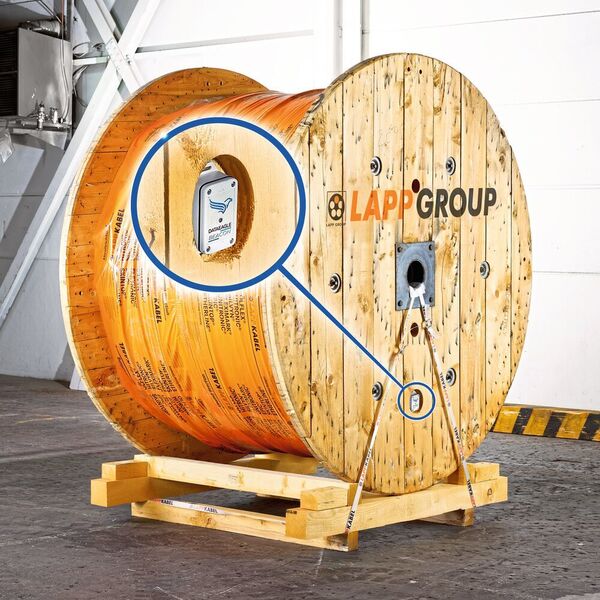 Die Smart Cable Drum misst die Zahl der Umdrehungen beim Abspulen des Kabels, daraus errechnet eine Software, wie viele Meter Rest noch auf der Trommel sind. (Lapp)