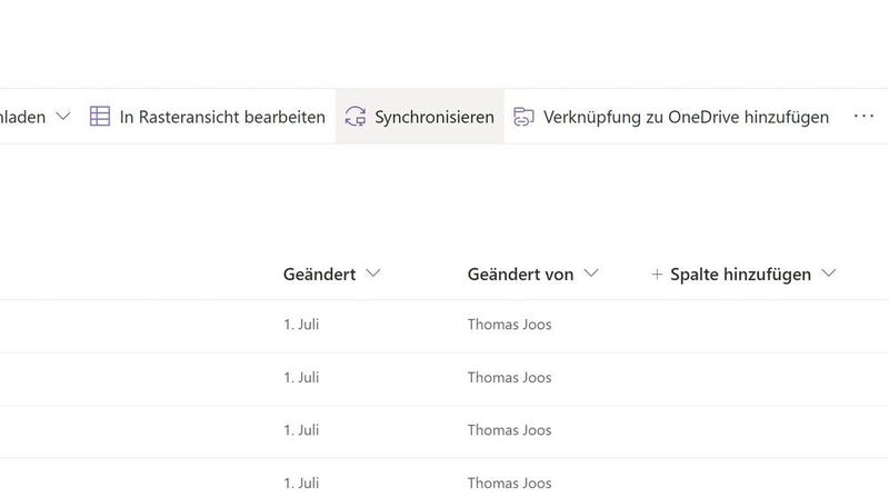 Synchronisieren von SharePoint-Bibliotheken. (Joos/Microsoft (Screenshot))