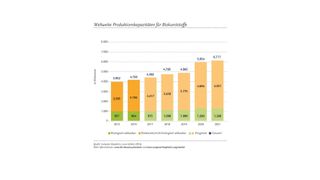 Wie entwickeln sich die Produktionskapazitäten für Biokunststoffe? (European Bioplastics, Nova-Institut)