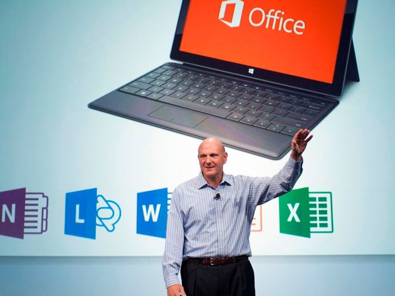 Microsoft-CEO Steve Ballmer stellte 2012 in San Francisco das neue Office 365 im Windows-8-Design als Preview vor. (Bild: Microsoft)