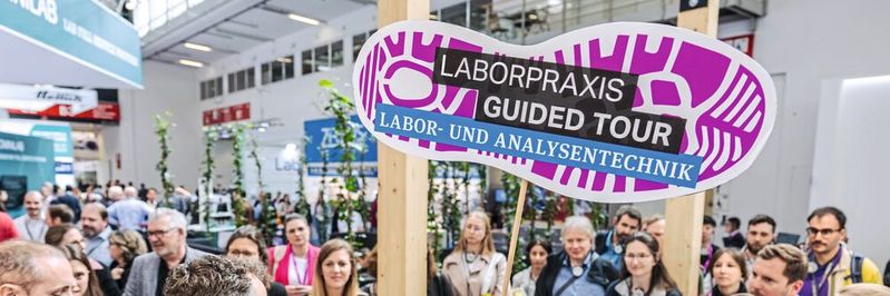 1 Zu den drei Themen Chromatographie/HPLC, Lebensmittelanalytik und Nachhaltigkeit führen wir in diesem Jahr 90-minütige Guided Tours durch. (Bild:   Messe Muenchen GmbH)