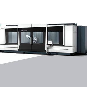 Das Quartett der weltweit größten Zerspanungsmaschinen macht die Fahrständerfräsmaschine DMF 600/11 von DMG Mori vollständig. Rund 6.000 Millimeter misst etwa ihr Verfahrweg in X-Richtung.(Bild:  DMG Mori)