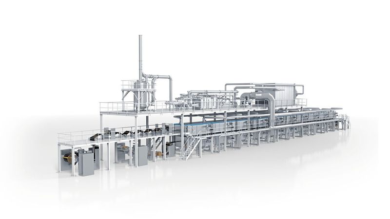 Im Tandem Coater erfolgt die Beschichtung der beiden Folienseiten nacheinander. (Bild: Dürr AG)