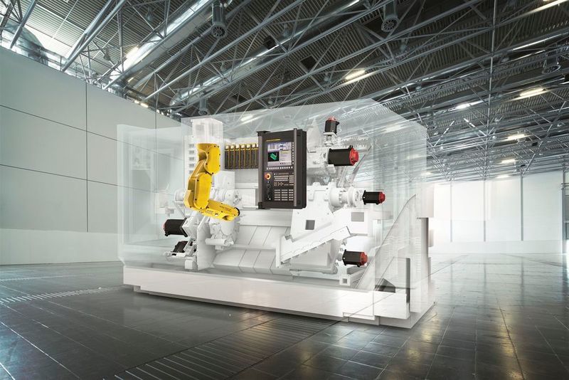 Das FIELD-System von FANUC ist eine offene Plattform, die sich auf die simultane Benutzung von verschiedenen Industrial IoT Applikationen innerhalb einer Produktionsstätte (Maschinen, Roboter, CNC-Steuerungen und Sensoren) konzentriert. Die Software verbindet Maschinen jeglicher Art mit Hilfe eines interaktiven Webs.  (FANUC)