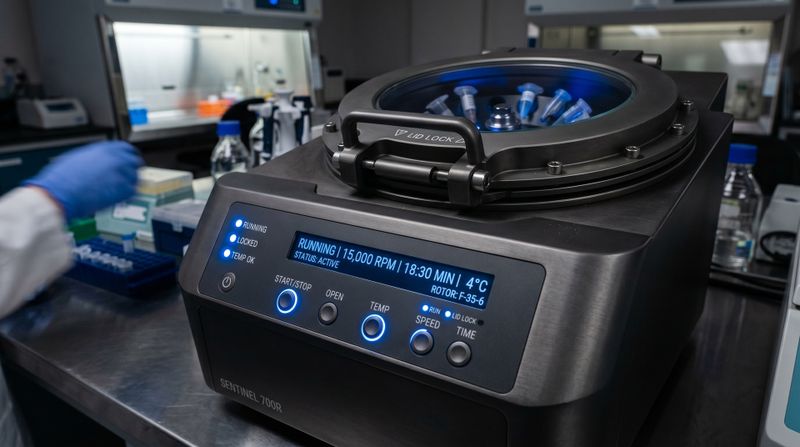 What must function smoothly in everyday laboratory routines presents special challenges for designers: centrifuges require compact drives that generate high centrifugal forces without emitting harmful waste heat.(Source:  © Numan – stock.adobe.com / AI-generated)