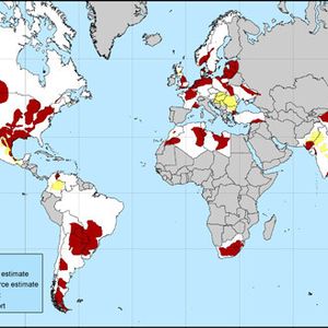 Shale-Gas-Vorkommen auf der Weltkarte