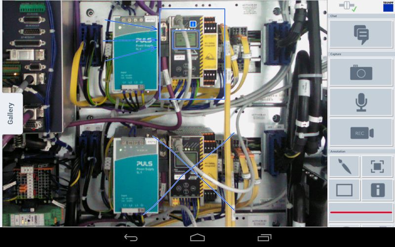 Die Visual Online Support-App ermöglicht es dem Kunden live mit dem technischen Kundendienst zu kommunizieren und dabei Bild-, Ton und Videodateien auszutauschen. ( Trumpf)