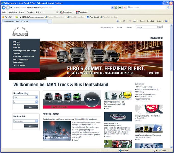 Kern der Kampagne war eine Microsite, die immer über die neuesten Entwicklungen berichtete. Dort konnten sich Interessenten auch direkt über die Produktserie informieren. (Bildquelle: MAN Truck & Bus)