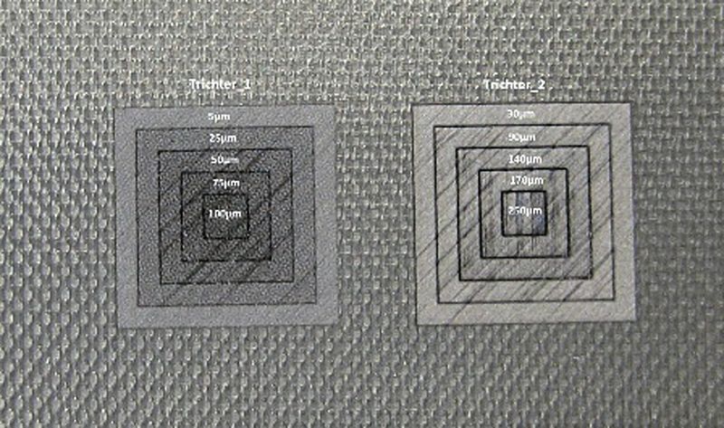Bauteilreparatur	Um Bauteilschäden zu reparieren, wurde die schadhafte Stelle stufenförmig abgetragen. Das Schäften geschah mit dem Laser Trumark 6330 (UV-Strahlimpulse in Nanosekundenbereich). (Bild: Trumpf)