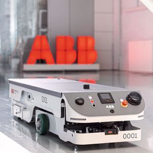 Die Baureihe Flexley bewegt Trolleys mit einem Gewicht von bis zu 2.000 Kilogramm und kann Racks, Container und Paletten mit bis zu 1.500 Kilogramm heben und transportieren.(Bild:  ABB)