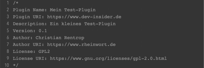 Aller Anfang ist schwer, vielleicht beginnt man die Plug-in-Entwicklung für Wordpress einfach mit dem Header.(Bild:  Rentrop)