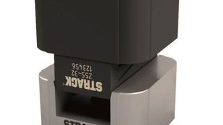 Like the other flat centring units from the program of Strack Norma also the centring unit Z55 is DLC-coated (DLC = diamond-like carbon). This coating on the upper part increases the lifetime and improves the scratch- and wear resistance of the surface. In addition, it reduces the corrosion tendency which at the same time ensures a homogeneous layer thickness. By using DLC-coated components, maintenance costs can be reduced by up to 80%. (Strack Norma)