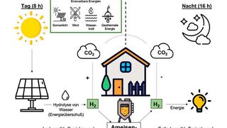 Modell einer möglichen bakteriellen Wasserstoffspeicherung (Bild: Goethe-Universität Frankfurt)