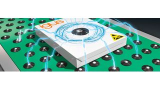 Mit dem schmierfreien, elektrisch ableitfähigen Tribo-Polymer „xirodur F182“ erhalten Betreiber von Kugeltischen die Sicherheit, dass Mitarbeiter oder Transportgüter durch Spannungsdurchschläge gefährdet werden. (Igus)