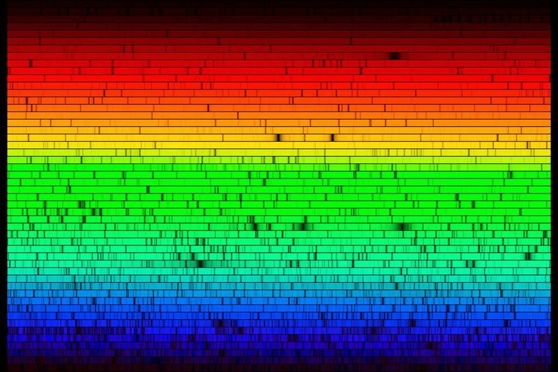 Eine hochauflösende Abbildung des Spektrums unserer Sonne.  (© N.A.Sharp, NOAO/NSO/Kitt Peak FTS/AURA/NSF)