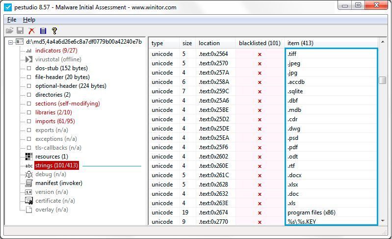 Spora – die Ransomware mit der potentiellen Opferliste der angreifbaren Dateierweiterungen. (Marc Ochsenmeier)