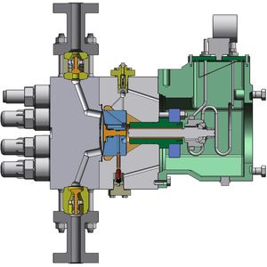 Bild 2: Schnitt durch 
einen M800-PTFE-Membran-
pumpenkopf.