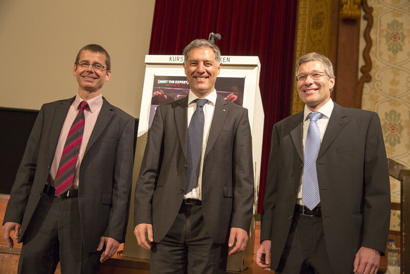 Gut gelaunte Gastgeber: (von links) Ralf Schindel (Inspire), Peter Biedermann (Medical Cluster) und Lukas Eschbach (RMS Foundation). (Bild: Markus Zimmermann)